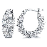 925 Silver CZ Circle Hoop Earrings Women Wedding Party Jewelry