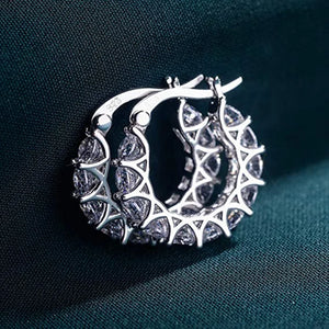 925 Silver CZ Circle Hoop Earrings Women Wedding Party Jewelry
