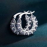 925 Silver CZ Circle Hoop Earrings Women Wedding Party Jewelry