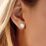 925 Silver CZ Pearl Stud Earrings Women Wedding Bridal Jewelry