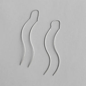 925 Silver Curve Line Long Earrings Women Ear Line Fine Jewelry