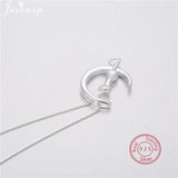 925 Sterling Silver Cat Moon Pendant Necklace Women Jewelry