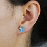 925 Silver Dog Cat Paw Earring Turquoise Stone Lady Girl Party Jewelry