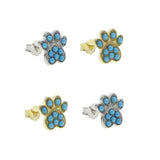 925 Silver Dog Cat Paw Earring Turquoise Stone Lady Girl Party Jewelry