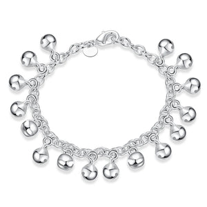 925 Silver Bell Charm Bracelet Women Engagement Jewelry Gift