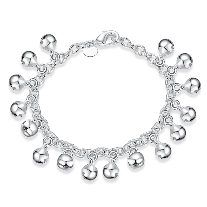 925 Silver Bell Charm Bracelet Women Engagement Jewelry Gift