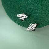 925 Silver Bee Stud Earrings Zircon Insect Ear Studs for Women Girls