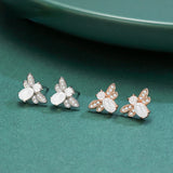925 Sterling Silver Bumble Bee Zircon Stud Earrings Women Girls Hypoallergenic