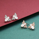 925 Sterling Silver Bumble Bee Zircon Stud Earrings Women Girls Hypoallergenic
