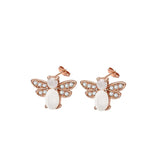 925 Sterling Silver Bumble Bee Zircon Stud Earrings Women Girls Hypoallergenic