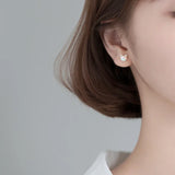 925 Silver Opal Cat Ears Small Stud Earrings for Women