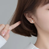925 Silver Opal Cat Ears Small Stud Earrings for Women