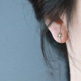 925 Silver Green Zircon Flowers Stud Earring Women Girls Wedding Gift