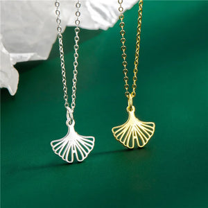925 Silver Ginkgo Biloba Pendant Necklace for Women