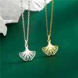 925 Silver Ginkgo Biloba Pendant Necklace for Women
