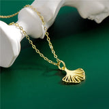 925 Silver Ginkgo Biloba Pendant Necklace for Women