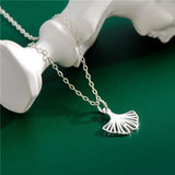 925 Silver Ginkgo Biloba Pendant Necklace for Women