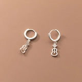 925 Silver Violin Drop Earrings Zircon Dangle Hypoallergenic Jewelry