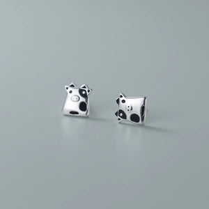 925 Sterling Silver Milk Cow Animal Stud Earrings for Women Girls