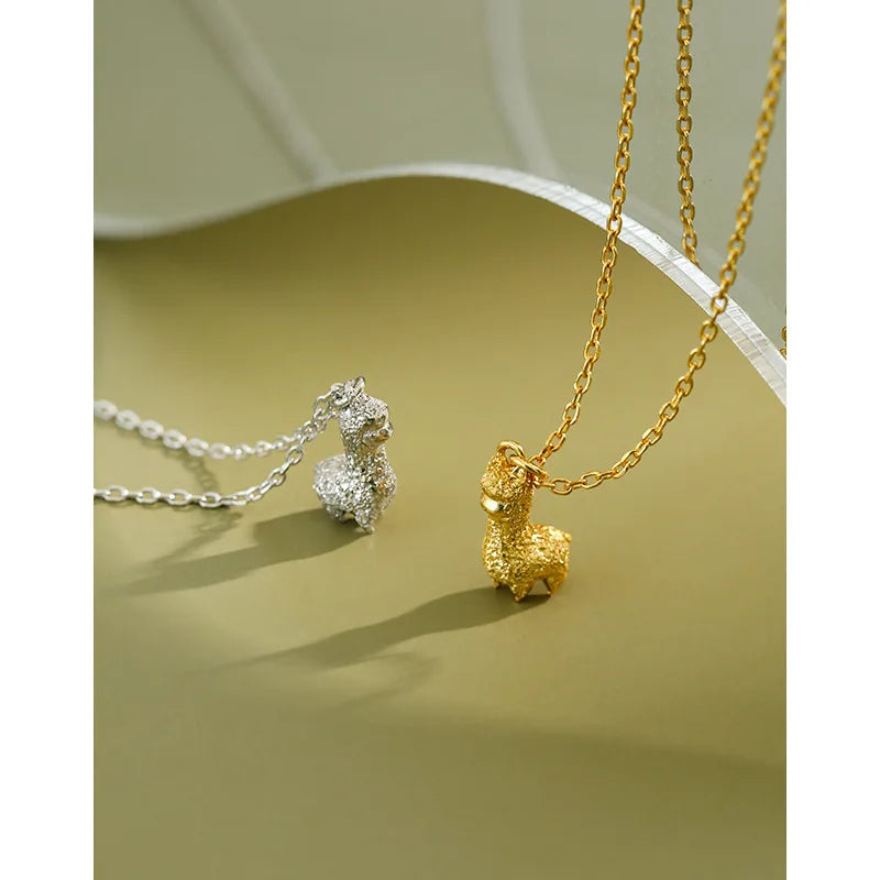 925 Silver Alpaca Pendant Necklace for Women, Cute Animal Gift Jewelry