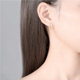 Sterling Silver Rabbit Hoop Earrings Mother of Pearl Bunny Small Hoops Jewelry
