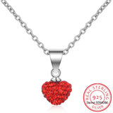 925 Silver Red Heart Enamel Pendant Necklace Chain