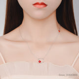 925 Silver Red Heart Enamel Pendant Necklace Chain