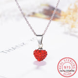 925 Silver Red Heart Enamel Pendant Necklace Chain