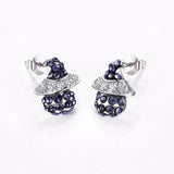 925 Silver Witch Hat Crystal Stud Earrings Halloween Jewelry