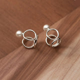 925 Silver Pearl Circle Ear Cuffs for Women