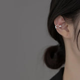 925 Silver Pearl Circle Ear Cuffs for Women