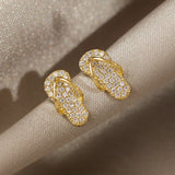 925 Silver Zircon Slippers Stud Earrings Flip Flops Hypoallergenic Jewelry