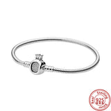 925 Silver DIY Charms Bracelets Heart Snake Chain Pav? Women Jewelry