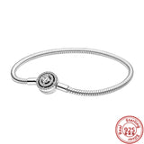 925 Silver DIY Charms Bracelets Heart Snake Chain Pav? Women Jewelry