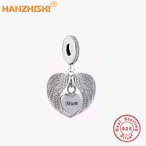 Real 925 Sterling Silver Wing Dangle Charms Beads for Bracelet Necklace