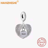 Real 925 Sterling Silver Wing Dangle Charms Beads for Bracelet Necklace