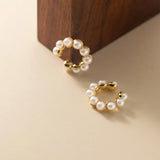 925 Silver Dainty Pearls Ear Cuffs Non-Pierced Cartilage Earrings