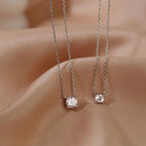 925 Silver Single Zircon Choker Necklace Women Girls Birthday Gift