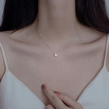 925 Silver Single Zircon Choker Necklace Women Girls Birthday Gift
