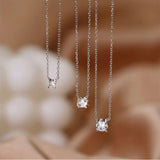 925 Silver Single Zircon Choker Necklace Women Girls Birthday Gift