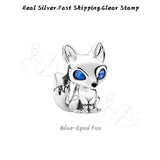 925 Sterling Silver Fox Charms Dangle Beads for Bracelets
