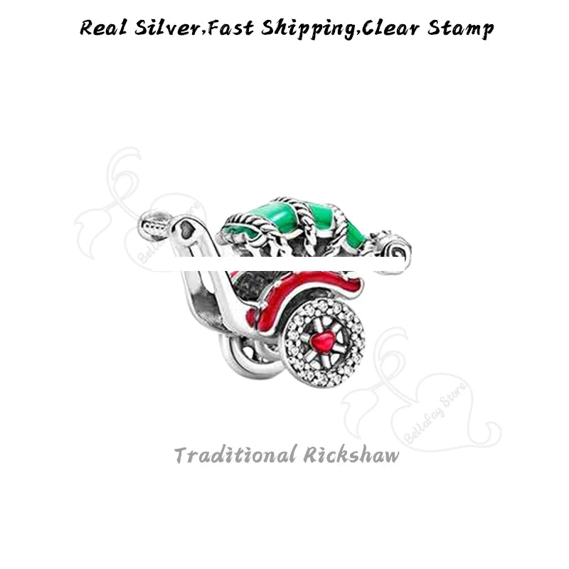 925 Sterling Silver Fox Charms Dangle Beads for Bracelets
