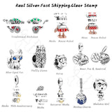 925 Sterling Silver Fox Charms Dangle Beads for Bracelets