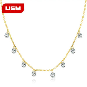 925 Silver CZ Round Circle Pendant Necklace Women Jewelry