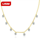 925 Silver CZ Round Circle Pendant Necklace Women Jewelry