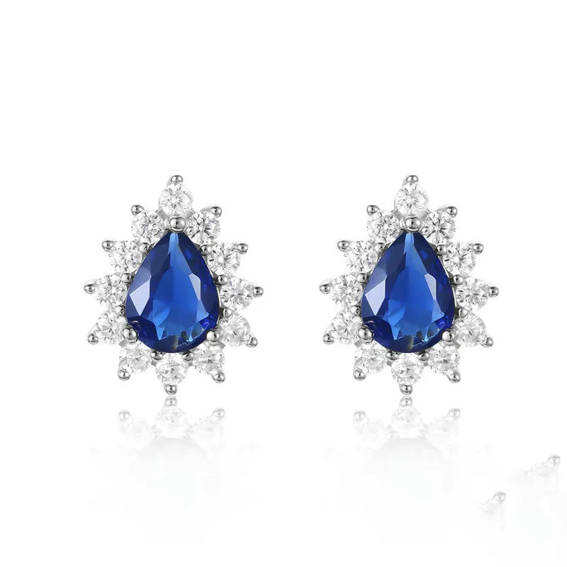 925 Silver CZ Stud Earrings for Women Wedding Jewelry