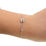 925 Silver Personalized Safety Pin Charm Bracelet