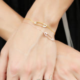925 Silver Personalized Sparking Cz Safety Pin Charm Bracelet