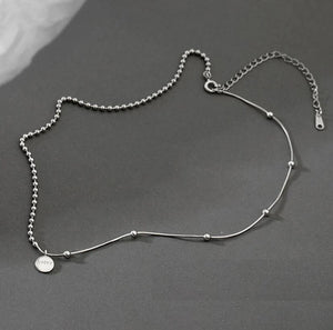 Sterling Silver Round Letter LUCKY Pendant Necklace for Women