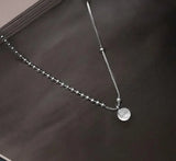 Sterling Silver Round Letter LUCKY Pendant Necklace for Women